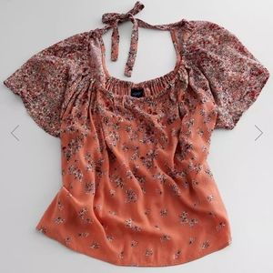 Daytrip size small orange flowery flowy top